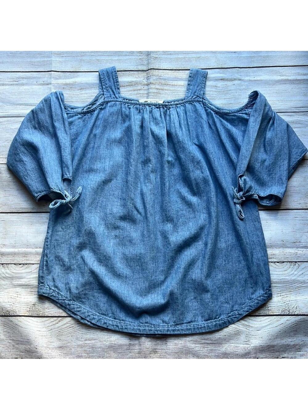 💚 Madewell Indigo Cold-Shoulder Top